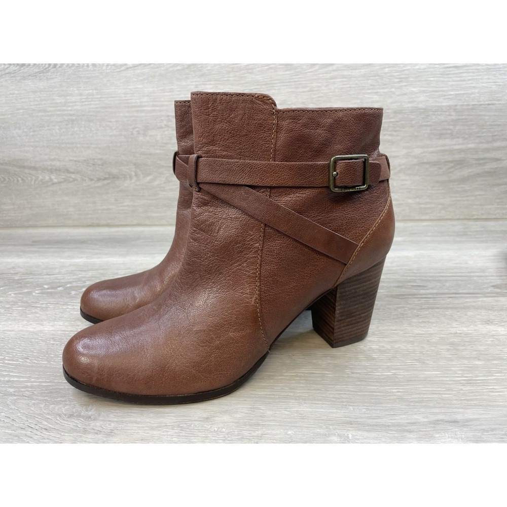 Cole Haan Grand.OS Women's Boot Brown Leather 11 Ankle Block Heel‎ Buckle Strap - Picture 3 of 11